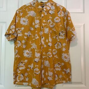 Eddie Bauer NWT Men's Short Sleeve Butterscotch Baja Print Shirt, size XL